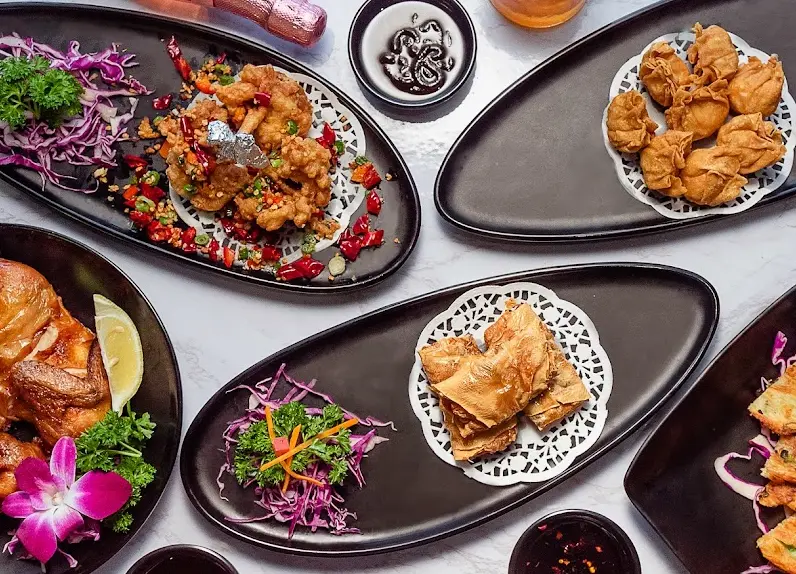 Beautifully plated dim sum dishes